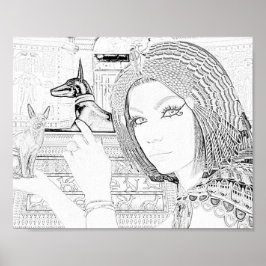 Koningin met huisdier Kleurplaat Poster