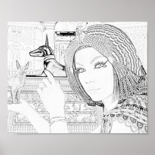 Koningin met huisdier Kleurplaat Poster