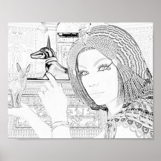 Koningin met huisdier Kleurplaat Poster