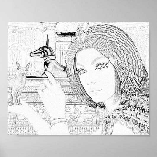 Koningin met huisdier Kleurplaat Poster (Voorkant)