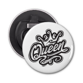 Koningin met kroon, Typografie Design Button Flesopener