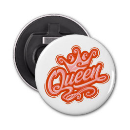 Koningin met kroon, Typografie Design Button Flesopener
