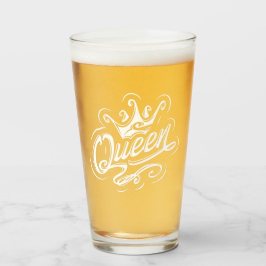 Koningin met kroon, Typografie Design Glas (Voorkant gevuld)