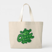 Koningin met kroon, Typografie Design Grote Tote Bag (Achterkant)