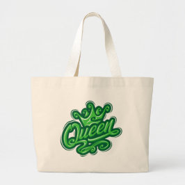Koningin met kroon, Typografie Design Grote Tote Bag