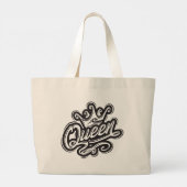 Koningin met kroon, Typografie Design Grote Tote Bag (Achterkant)