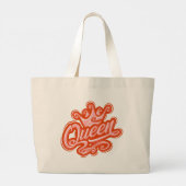 Koningin met kroon, Typografie Design Grote Tote Bag (Achterkant)