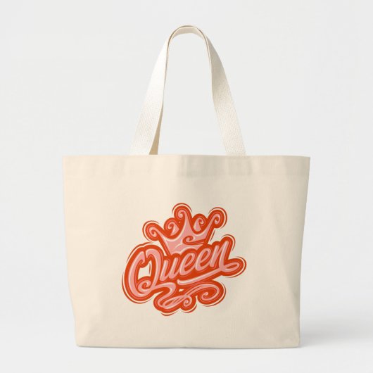 Koningin met kroon, Typografie Design Grote Tote Bag (Voorkant)