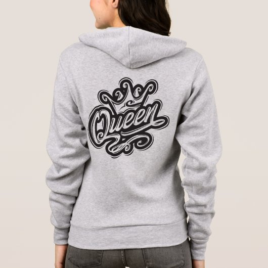 Koningin met kroon, Typografie Design Hoodie (Achterkant)