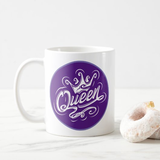 Koningin met kroon, Typografie Design Koffiemok (Met donut)