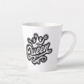 Koningin met kroon, Typografie Design Latte Mok (Rechts)