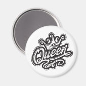 Koningin met kroon, Typografie Design Magneet (Voorkant / Achterkant)