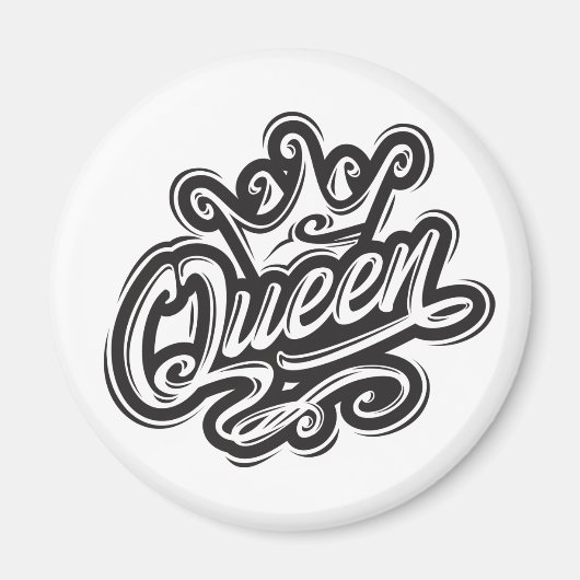 Koningin met kroon, Typografie Design Magneet (Voorkant)
