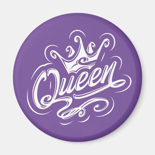 Koningin met kroon, Typografie Design Magneet (Voorkant)
