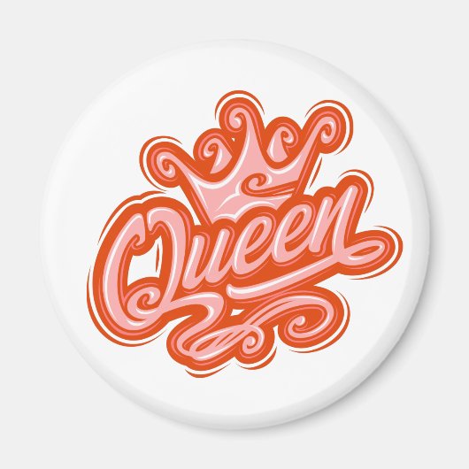 Koningin met kroon, Typografie Design Magneet (Voorkant)