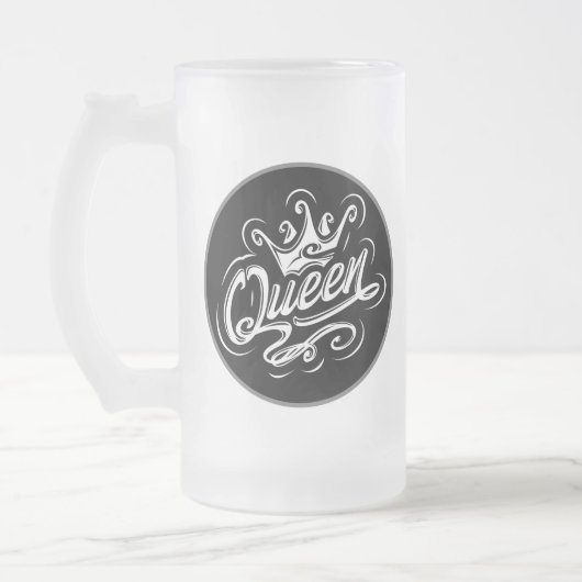 Koningin met kroon, Typografie Design Matglas Bierpul (Links)