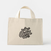 Koningin met kroon, Typografie Design Mini Tote Bag (Achterkant)