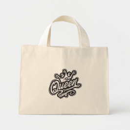 Koningin met kroon, Typografie Design Mini Tote Bag