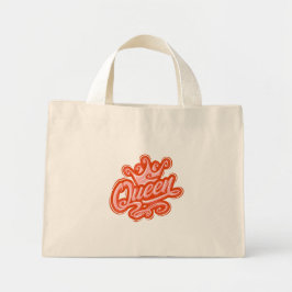 Koningin met kroon, Typografie Design Mini Tote Bag