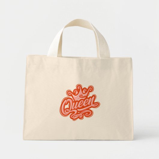 Koningin met kroon, Typografie Design Mini Tote Bag (Voorkant)