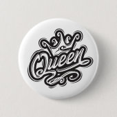Koningin met kroon, Typografie Design Ronde Button 5,7 Cm (Voorkant)