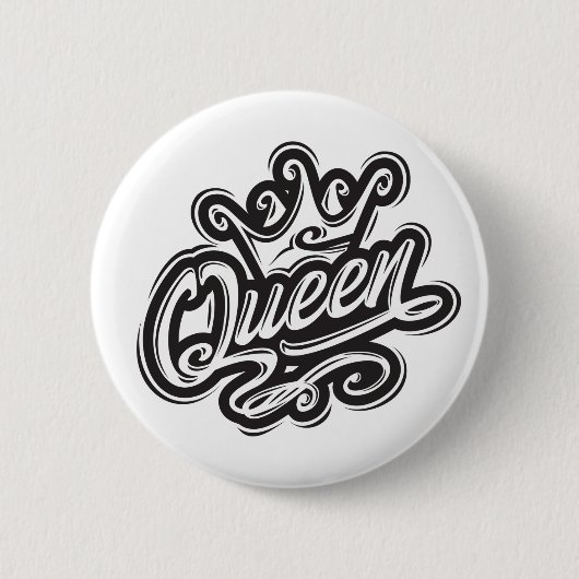 Koningin met kroon, Typografie Design Ronde Button 5,7 Cm (Voorkant)