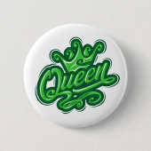 Koningin met kroon, Typografie Design Ronde Button 5,7 Cm (Voorkant)