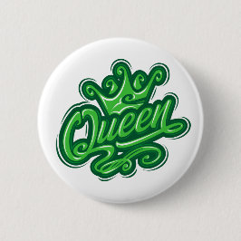 Koningin met kroon, Typografie Design Ronde Button 5,7 Cm