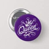 Koningin met kroon, Typografie Design Ronde Button 5,7 Cm (Voorkant /achterkant)