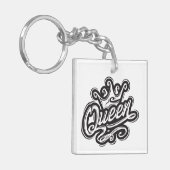 Koningin met kroon, Typografie Design Sleutelhanger (Voorkant Links)
