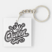 Koningin met kroon, Typografie Design Sleutelhanger (Achterkant)