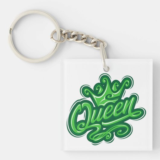 Koningin met kroon, Typografie Design Sleutelhanger (Voorkant)