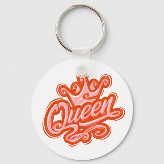 Koningin met kroon, Typografie Design Sleutelhanger (Voorkant)
