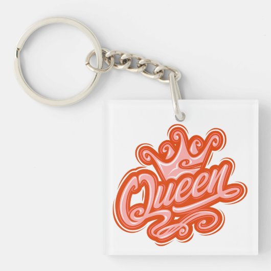 Koningin met kroon, Typografie Design Sleutelhanger (Voorkant)