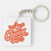 Koningin met kroon, Typografie Design Sleutelhanger (Achterkant)