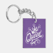 Koningin met kroon, Typografie Design Sleutelhanger (Voorkant Links)