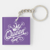 Koningin met kroon, Typografie Design Sleutelhanger (Achterkant)