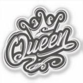 Koningin met kroon, Typografie Design Sticker (Voorkant)