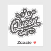 Koningin met kroon, Typografie Design Sticker (Vel)