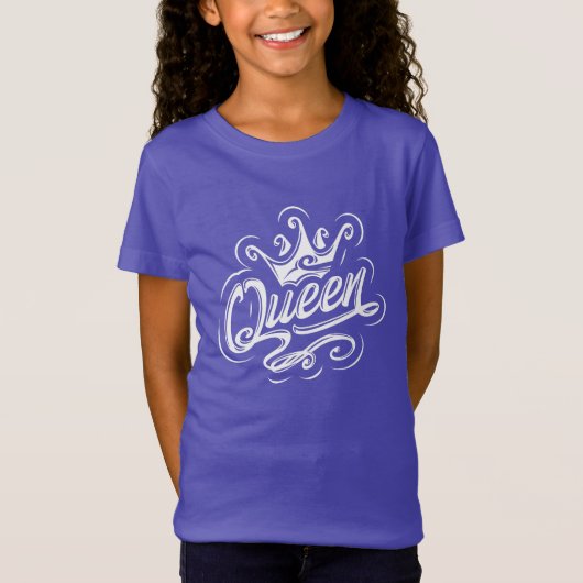 Koningin met kroon, Typografie Design T-shirt (Voorkant)