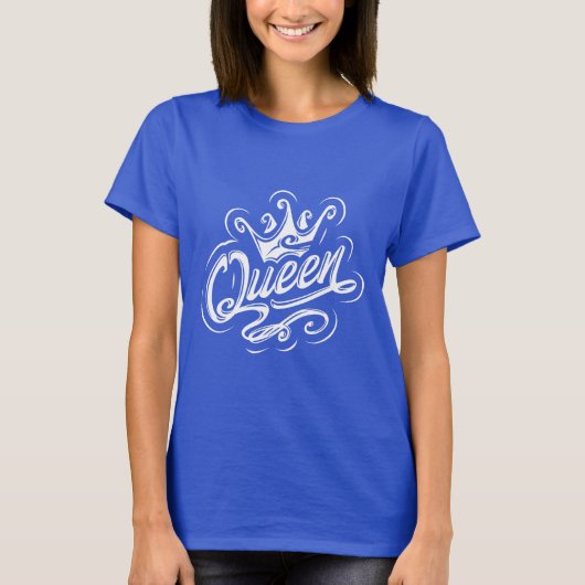 Koningin met kroon, Typografie Design T-shirt (Voorkant)