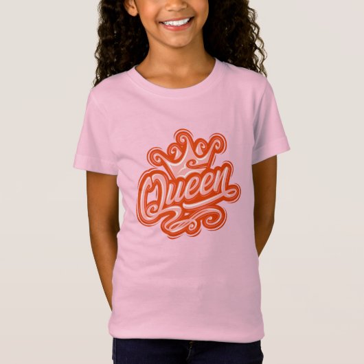 Koningin met kroon, Typografie Design T-shirt (Voorkant)