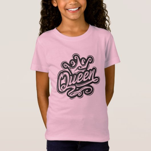 Koningin met kroon, Typografie Design T-shirt (Voorkant)