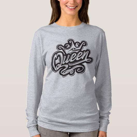 Koningin met kroon, Typografie Design T-shirt (Voorkant)