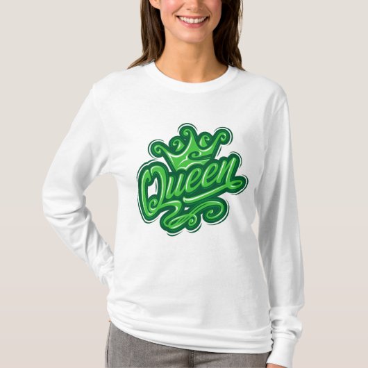 Koningin met kroon, Typografie Design T-shirt (Voorkant)