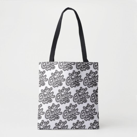 Koningin met kroon, Typografie Design Tote Bag (Voorkant)