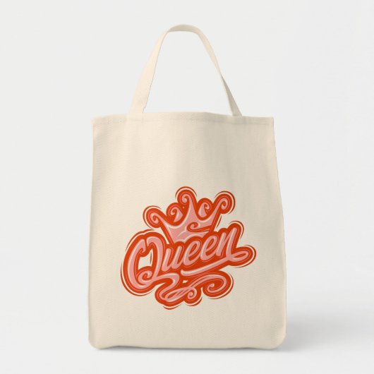 Koningin met kroon, Typografie Design Tote Bag (Voorkant)