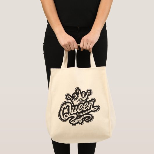 Koningin met kroon, Typografie Design Tote Bag (Voorkant (product))