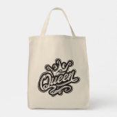 Koningin met kroon, Typografie Design Tote Bag (Achterkant)