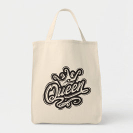 Koningin met kroon, Typografie Design Tote Bag